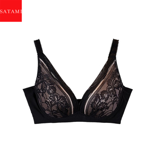 satami/莎娜美记忆钢圈深v蕾丝塑型内衣聚拢小胸显大文胸br-03075