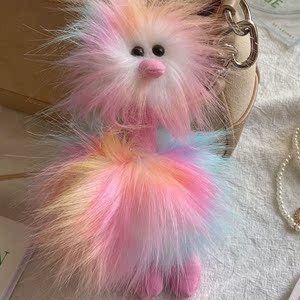 可爱的丑东西挂件ins毛绒鸵鸟钥匙扣丑萌玩偶少女心学生包包挂饰