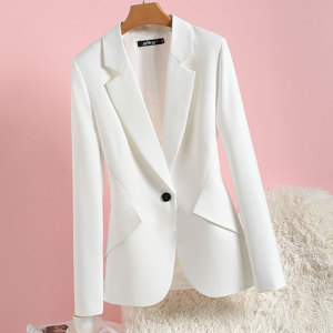 韩国双开叉西装外套女2024年春秋新款垂感修身西服白色拼接小西装