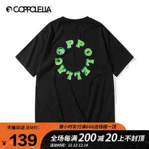 coppolella小恐龙潮牌logo胶印宽松短袖纯棉情侣t恤ins潮流短袖
