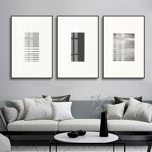 灰色系客厅装饰画高级感沙发背景墙挂画高端黑白极简风装修墙壁画