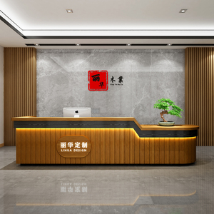 复古新中式饭店收银台餐饮火锅店吧台名宿酒店柜台大厅前台接待台