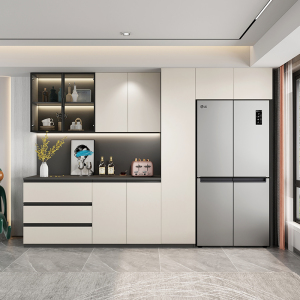 餐边柜一体靠墙现代简约厨房储物柜轻奢客厅置物柜酒柜定制冰箱柜