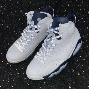 适配aj6 retro复古篮球鞋白蓝午夜蓝 天蓝色渐变鞋带