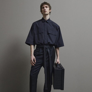 现货fog杰尼亚联名长袖衬衫zegna男夏季暗黑工装口袋拉链高领打底