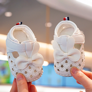 夏季凉鞋软底女宝宝透气学步鞋3-6-9个月婴儿镂空透气公主鞋0-1岁