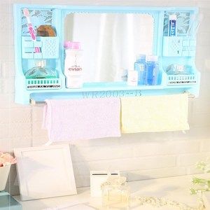 浴室挂洗漱小号塑料置物带方形化妆镜镜壁挂镜架镜子新款。