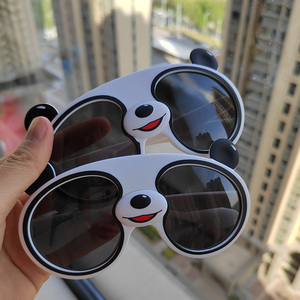 熊猫墨镜儿童女男宝宝防紫外线太阳镜防风眼镜硅胶软框可爱小朋友