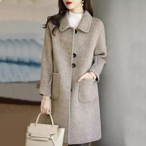 品牌高端女装2024年新款秋季时尚气质韩版修身中长款羊毛呢外套潮