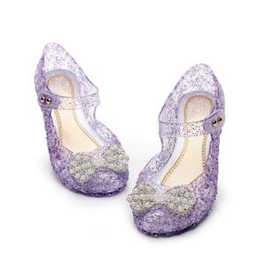 水晶塑料凉鞋女童2024新款现货蝴蝶结公主鞋跨境儿童软底坡跟鞋爱