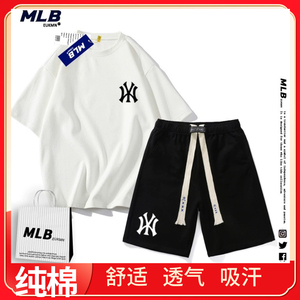 MLBNY 潮牌运动套装男新款夏季短袖短裤男士夏日休闲运动服两件套
