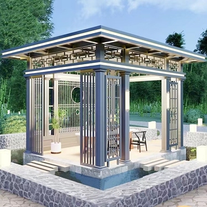 铝合金凉亭现代铝艺别墅休闲亭电动户外庭院平顶遮阳棚长廊阳光房