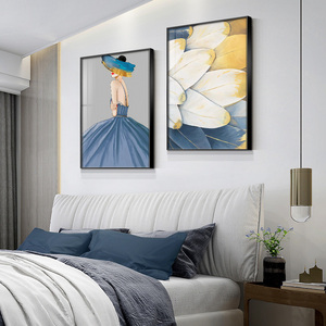 轻奢美女人物床头装饰画北欧风卧室房间墙壁画主卧室现代简约挂画