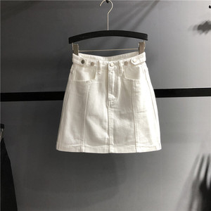 白色牛仔裙女夏季薄款韩版高腰半身裙小个子半裙显瘦包臀a字短裙