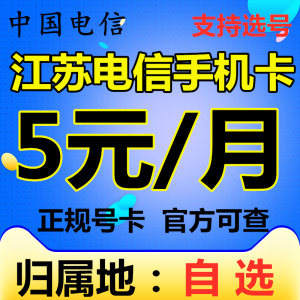 江苏电信宿迁徐州连云港4G5G手机电话号码卡儿童老人低月租大王卡