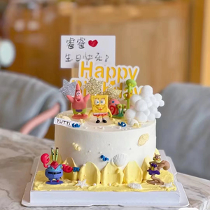 海绵派大星宝宝蛋糕装饰摆件儿童节周岁玩具海洋生日公仔烘焙插件