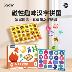 Saalin莎林启蒙磁性汉字拼图儿童识字认字拼板幼儿益智早教玩具