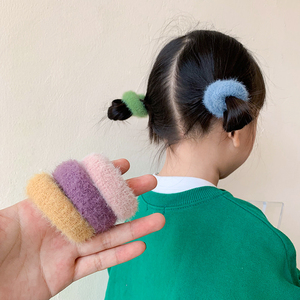儿童皮筋女扎头盘发发绳高弹力不伤发发圈宝宝丸子头头饰毛绒头绳