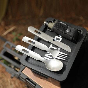 户外露营餐具便携式野餐家用不锈钢复古做旧刀叉勺筷子套装徒步品