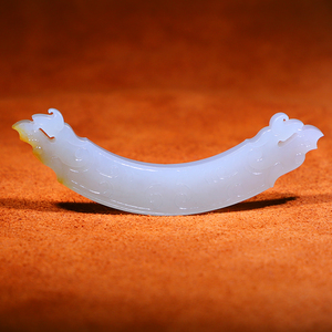 新疆和田玉白玉籽料苏工手作仿古双龙首玉璜锁骨链吊坠挂件礼器件