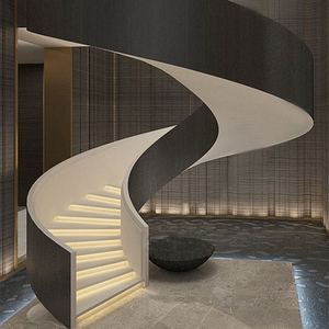 简约轻奢弧形铁艺旋转楼梯复式别墅室内钢板结构扶手阁楼厂家定制