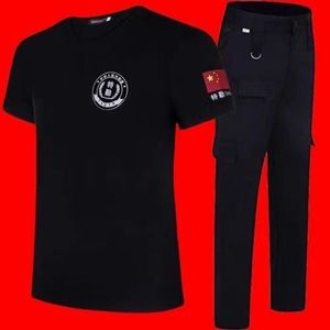 特勤工作服夏装男保安衣服短袖特保服套装黑色T恤训练服裤子标志