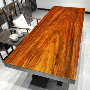 奥坎黑金檀实木大板茶几原木茶桌椅老板办公桌茶台茶板书桌子组合