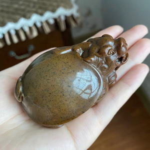 和田玉老俄料红皮龙龟手把件 手把玩重约 226.03g 附证书支持复检