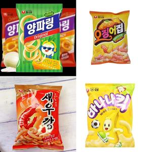 韩国进口农心系列鱿鱼片虾片香蕉脆果洋葱圈休闲零食儿童膨化食品