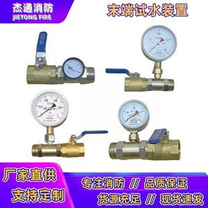 DN25消防末端试水装置试压试水气装置球阀带压力表铜制1寸