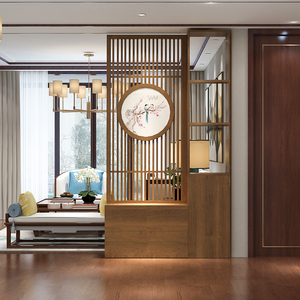 新中式玄幻隔断柜客厅餐厅鞋柜家用门口进门玄关柜实木屏风置物架