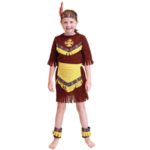 万圣节cosplay服装印第安人演出服儿童面具舞会猎人服原始野人