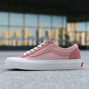 万斯路style樱花粉联名低帮复古帆布鞋女侧边条纹包头休闲板鞋男