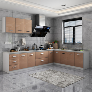 多功能碗柜组装整体橱柜灶台柜一体小户型石英石出租房家用经济型