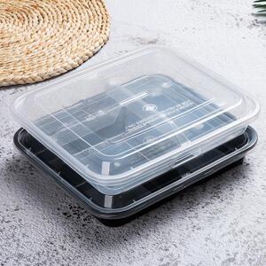 一次性明快餐盒长42398方形料三格打包饭盒加透厚中餐便当盒分格