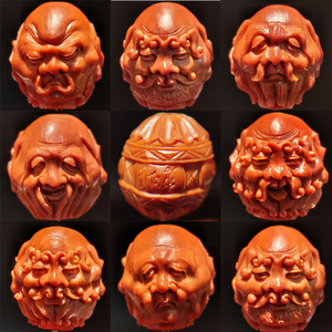 百核汇苏州名家肖仁康 橄榄核 写实十八罗汉手串双面2.2铁核雕刻