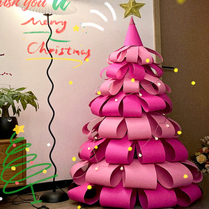 网红粉色卡纸圣诞树绿色自制手工diy材料包圣诞节装饰品ins风摆件