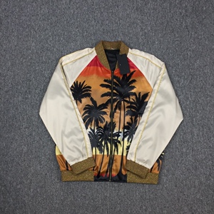 只想买套房slp风格 黄昏椰树丝绸夹克外套棒球服男女同款修身版型