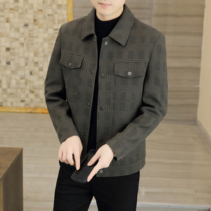 男士夹克秋季新款时尚潮流秋装外套青年薄款韩版修身印花茄克上衣