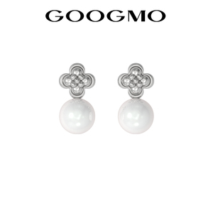 GOOGMO在花野系列珍珠耳饰小众设计感高级感耳钉四叶草时尚耳环女