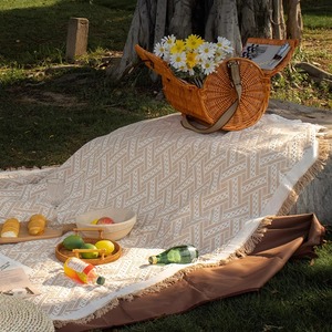 户外露营垫野餐垫海边沙滩垫桌布拍照道具野餐布野餐巾白色ins风