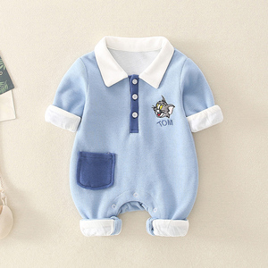 新生婴儿连体衣服春秋装男宝宝纯棉3-18个月卡通可爱外出哈衣爬服