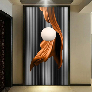 玄关背景墙壁纸抽象现代简约客厅装饰画轻奢走廊过道入户竖版壁画