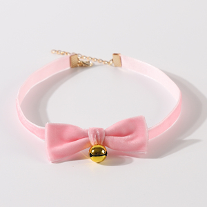 白色蕾丝双层项圈黑色蝴蝶结小铃铛choker项链超仙脖子锁骨链颈带