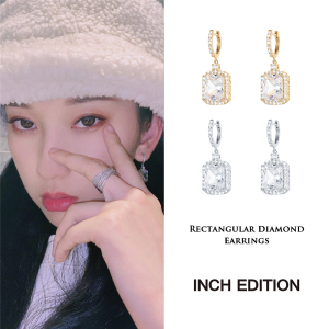 长方形钻石耳钉