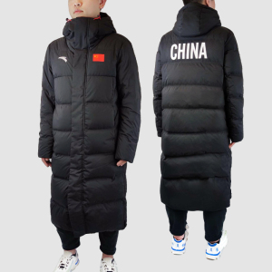 安踏国旗长款羽绒服男女国服国家队防寒大衣温控层外套45943104