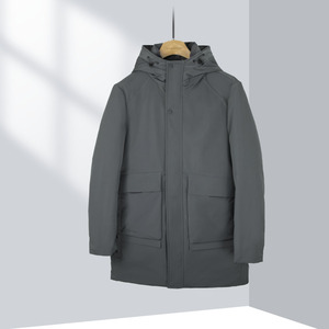 王族保罗男装连帽长款羽绒服舒适挺括保暖外套男180031pm