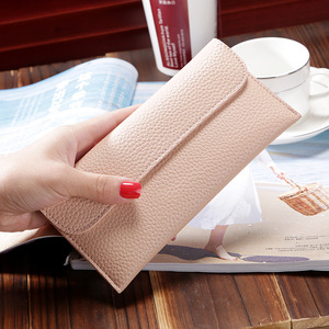 现货新款日韩版女士钱包长款大容量纯色荔枝纹手机包钱包女包