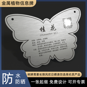 不锈钢树牌卡树木介绍牌学校树木认领卡公园植树节树牌设植物绿化信息