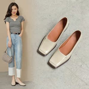 方口鞋女粗跟春秋